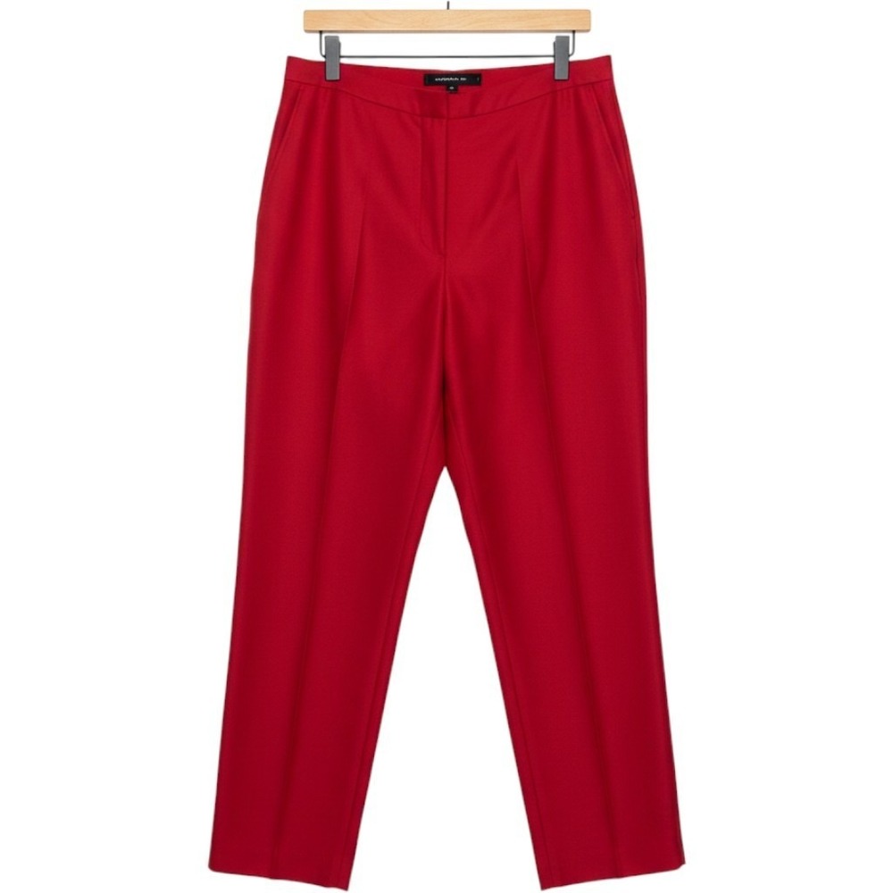 Josephine Chaus Trousers Womens 12 Red 100% Silk Straight Leg Dress Pants Luxury